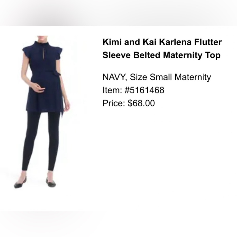 Kimi and Kai Maternity Flutter Sleeve Belted Maternity Top (Small)